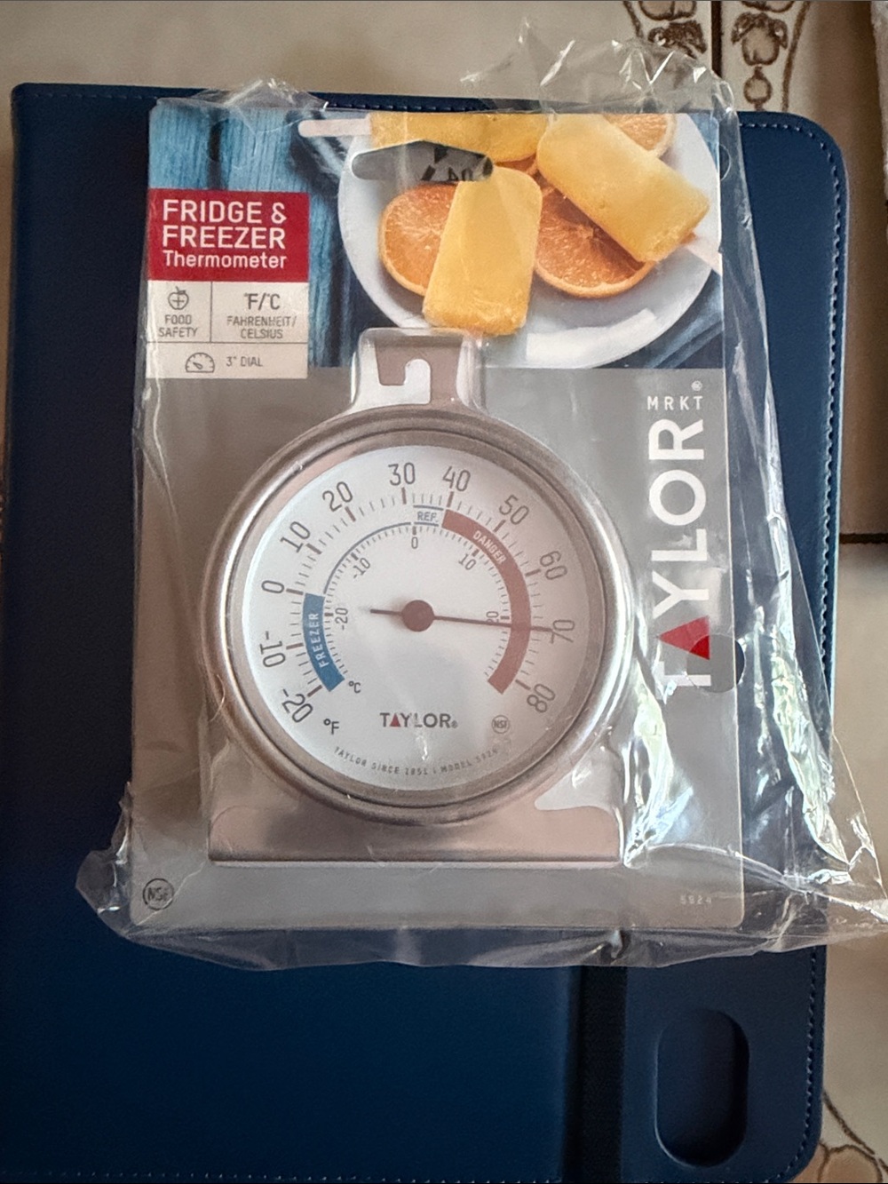 Taylor Fridge & Freezer Dial Thermometer in Silver, Blue, Red